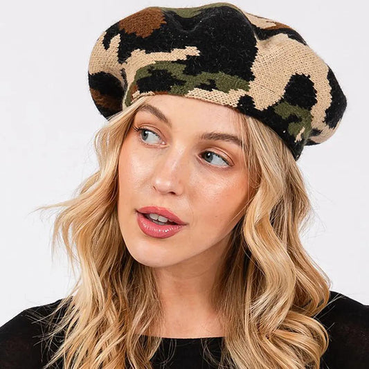 Camo Knit Beret