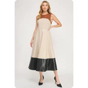COLOR BLOCK VEGAN DRESS