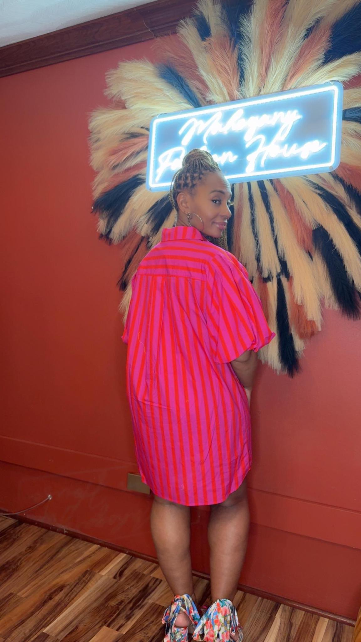 PINK/RED STRIPE DRESS