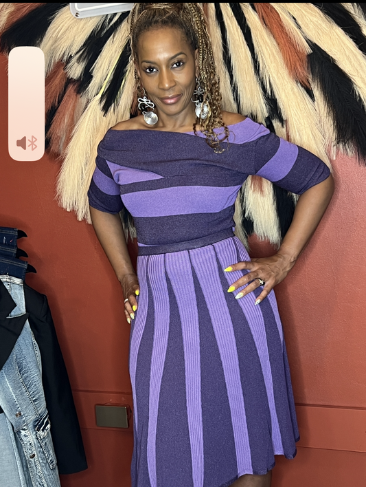 Lavender Purple Knit Skirt Set