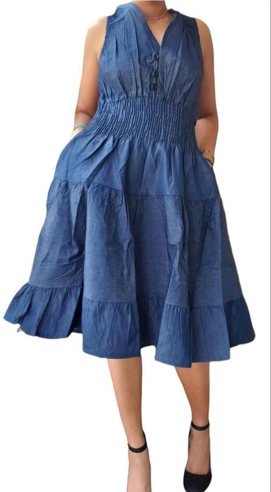 DENIM MIDI DRESS