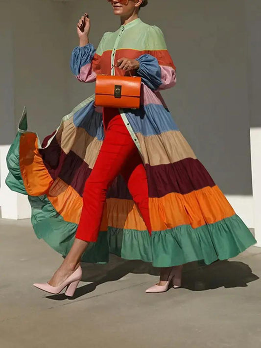 COLOR STRIPPED COAT