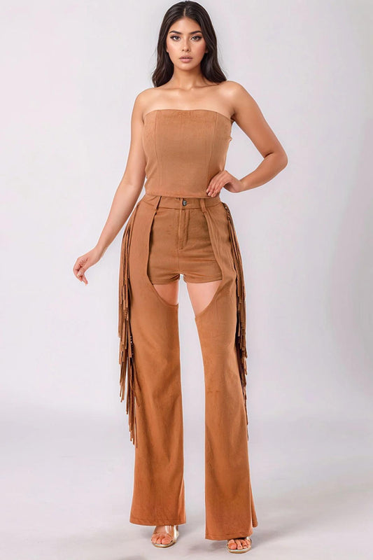 BROWN CHAPS SET