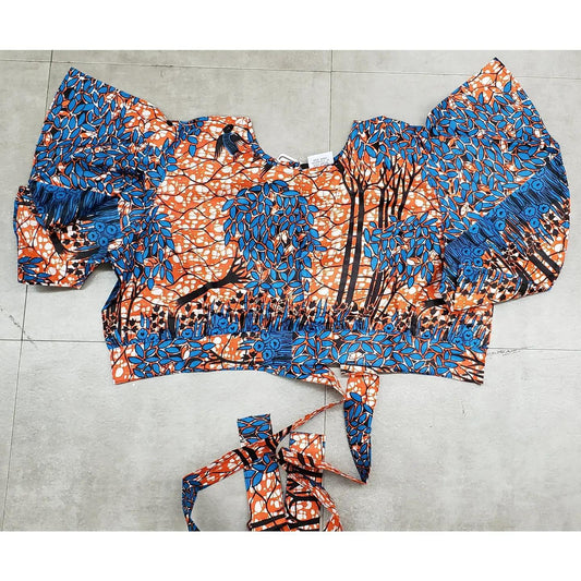 Orange & Blue Crop Top