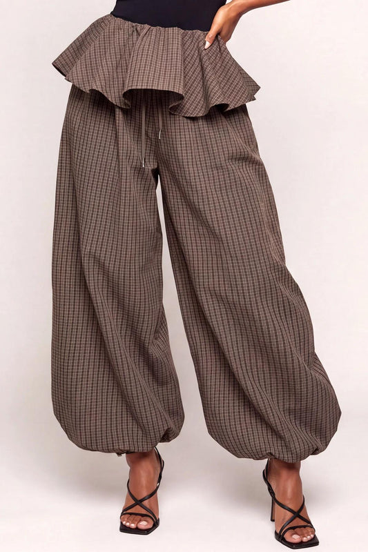 Layered Brown Checked Joggers