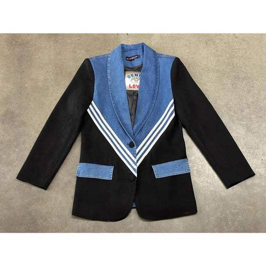 WHITE STRIPE DENIM BLAZER