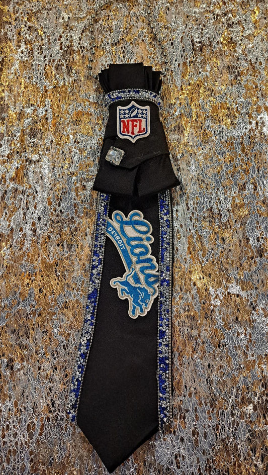 CUSTOM TIE DETROIT LIONS BLK