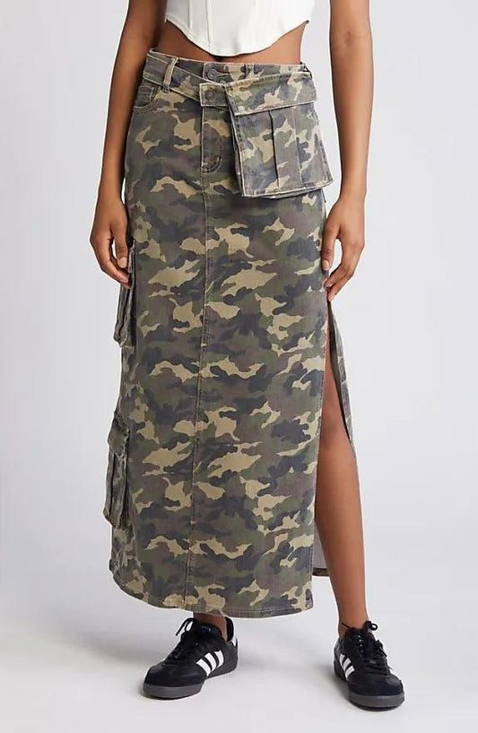 Camouflage Denim Skirt