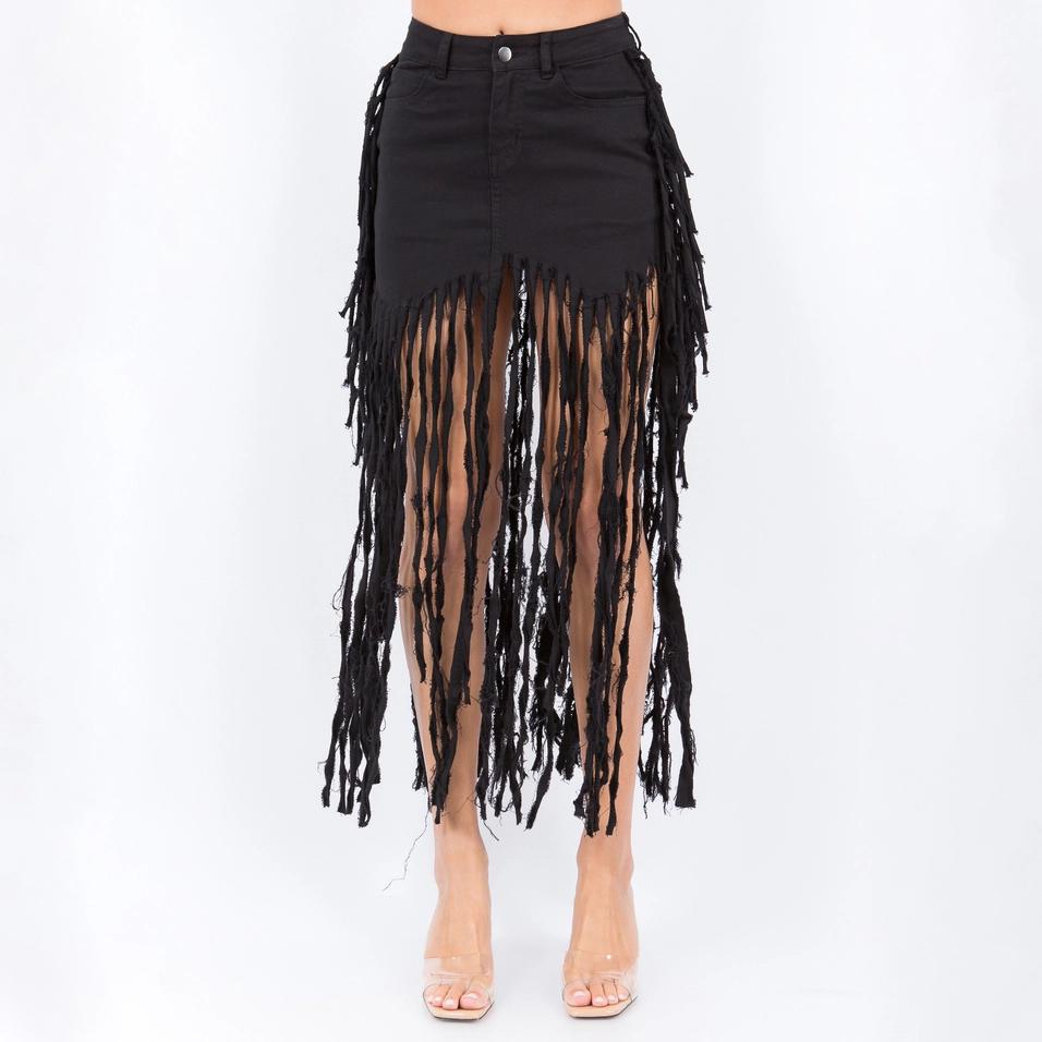 Black Fringe Skirt