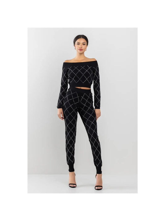 Rhinestone Sweater Pants set