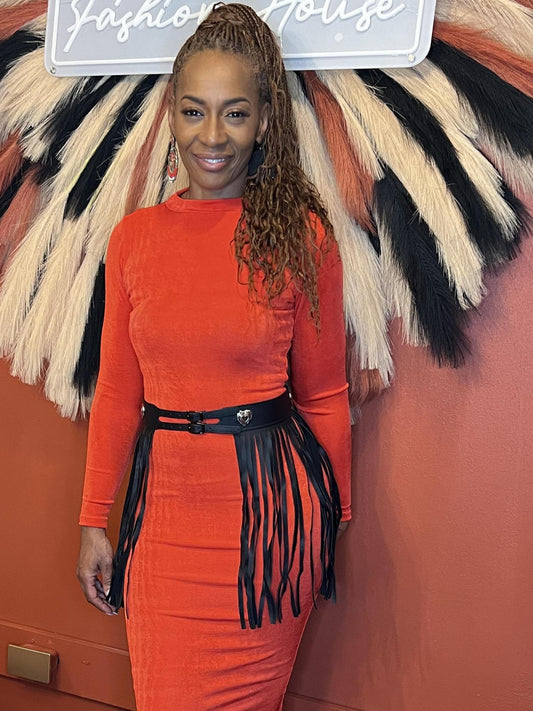 Heart Buckle Fringe Skirt Belt