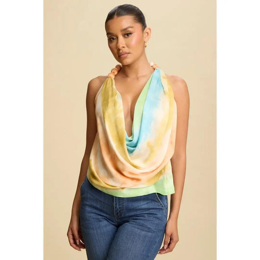 BEADED COWL BLOUSE