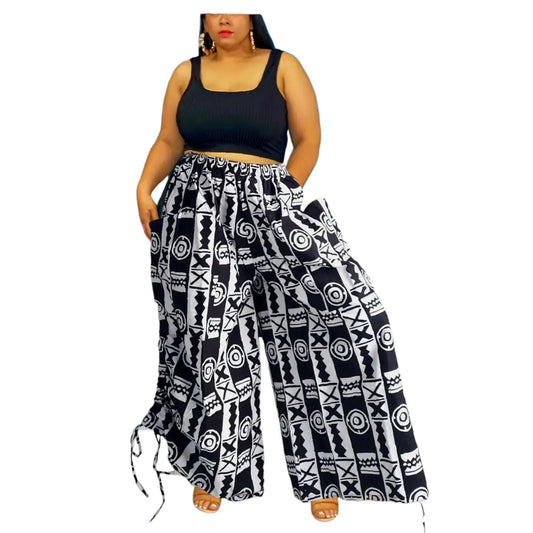 Black/White Printed Palazzo Pants