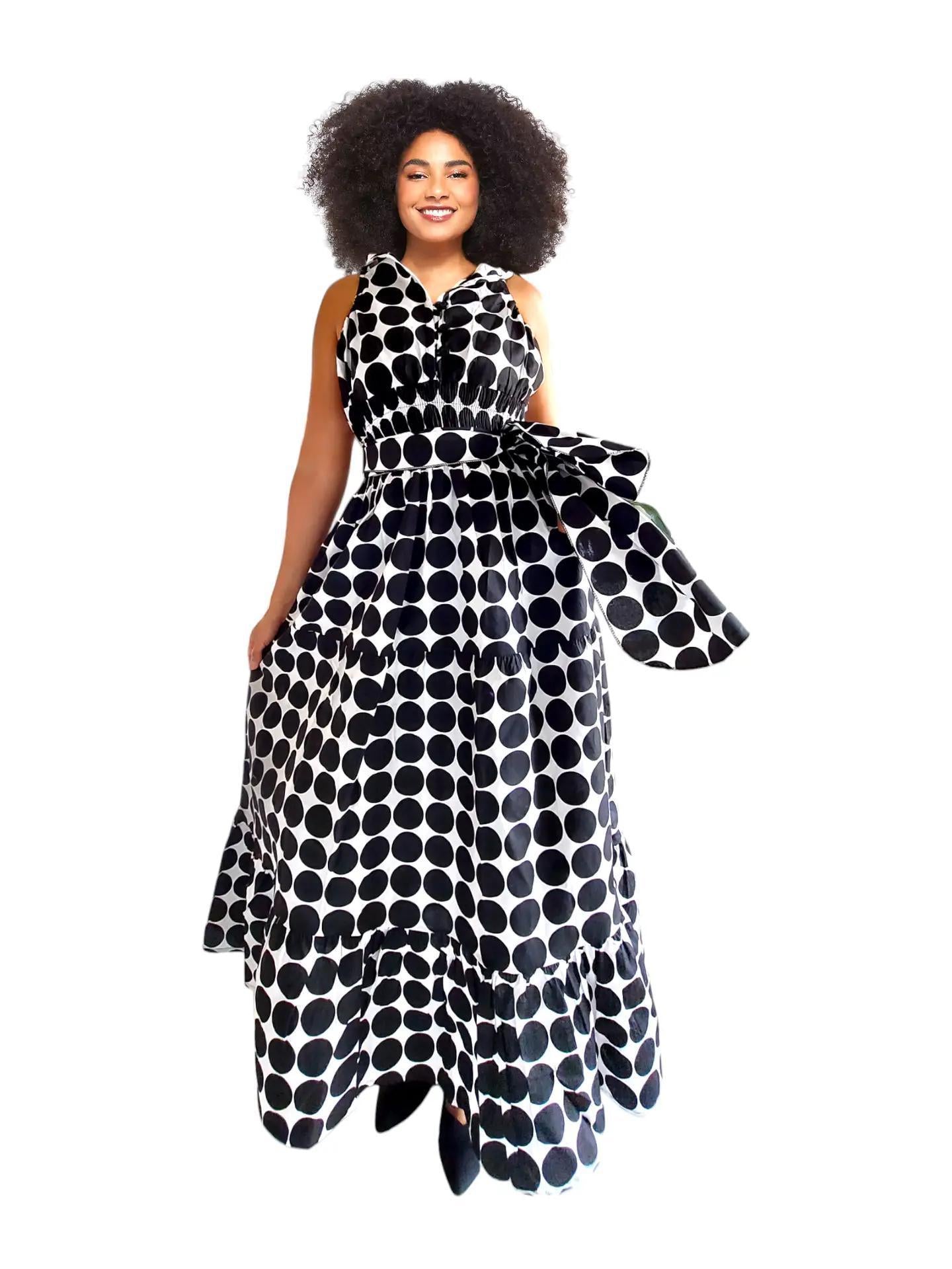 Black Dot Halter Dress