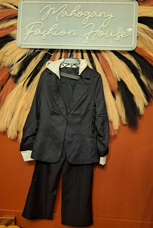 PINSTRIPE HOODED SUIT