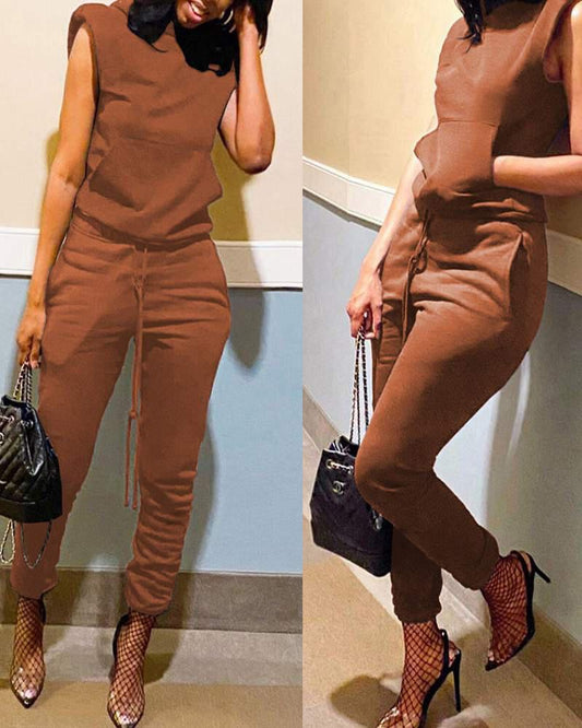Kangaroo pocket hooded pants set