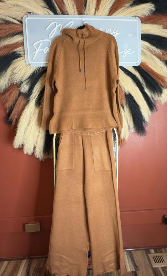 Carmel Knit 2Pc Sweater & Wide leg Pant Set