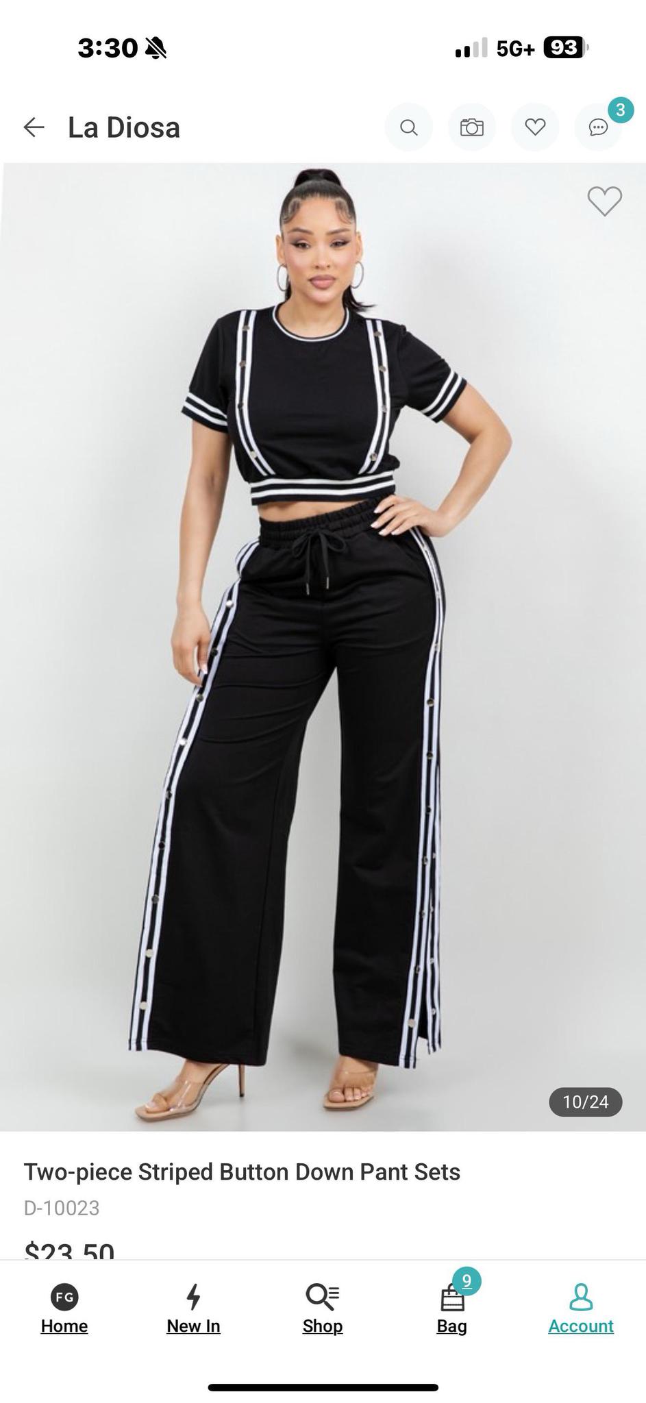BLACK/WHITE 2PC PANTS SET