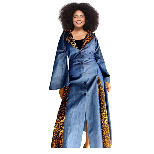 Denim Leopard Print Dress