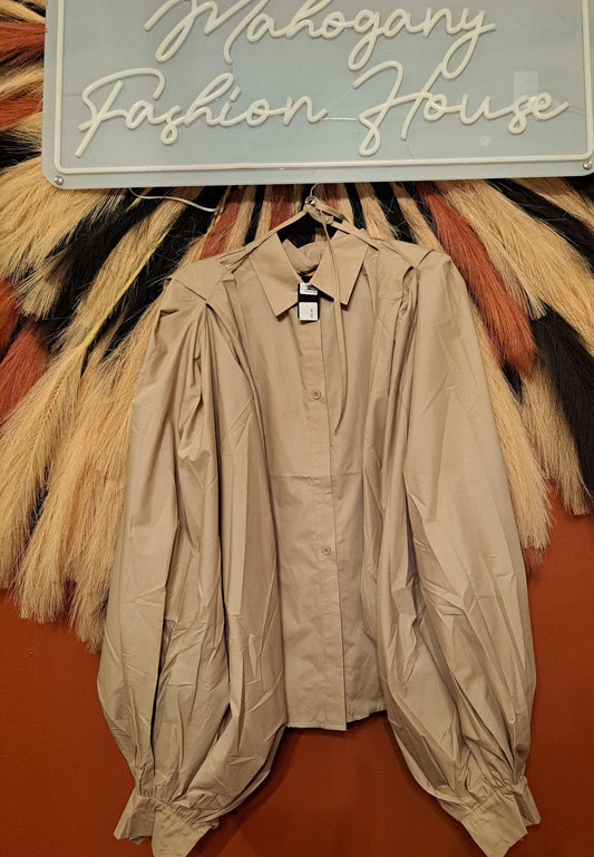 2pc Beige Button Up
