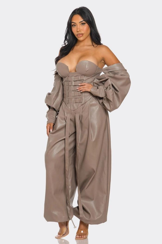 Taupe Leather Jumper