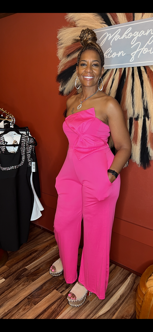 Bowknot Crop Top Pants Set