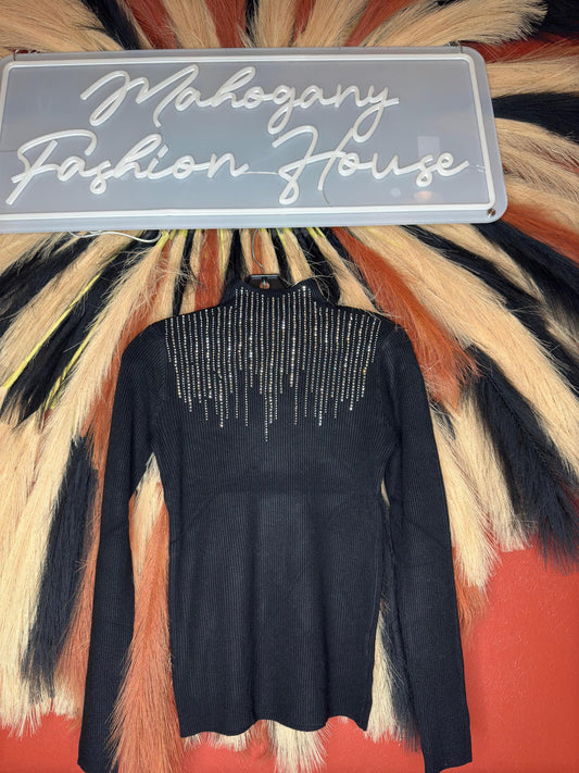 Blk Jewel Mockneck Sweater