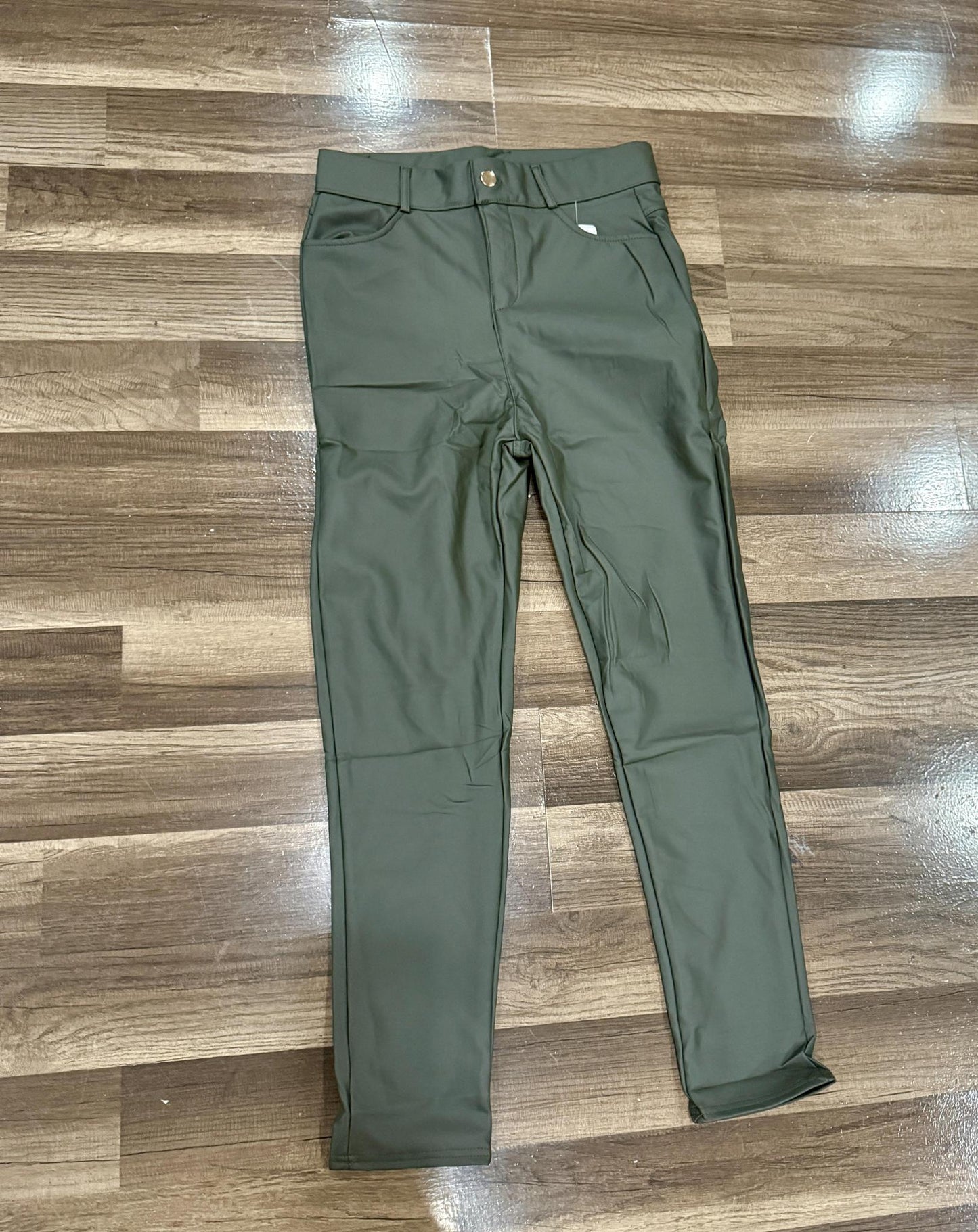 Green faux Straightleg pant