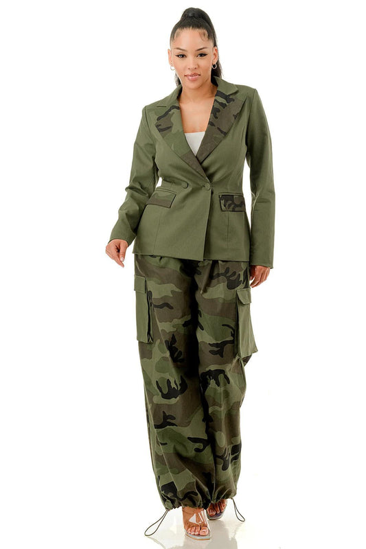 ARMY FATIGUE BLAZER & PANT SET