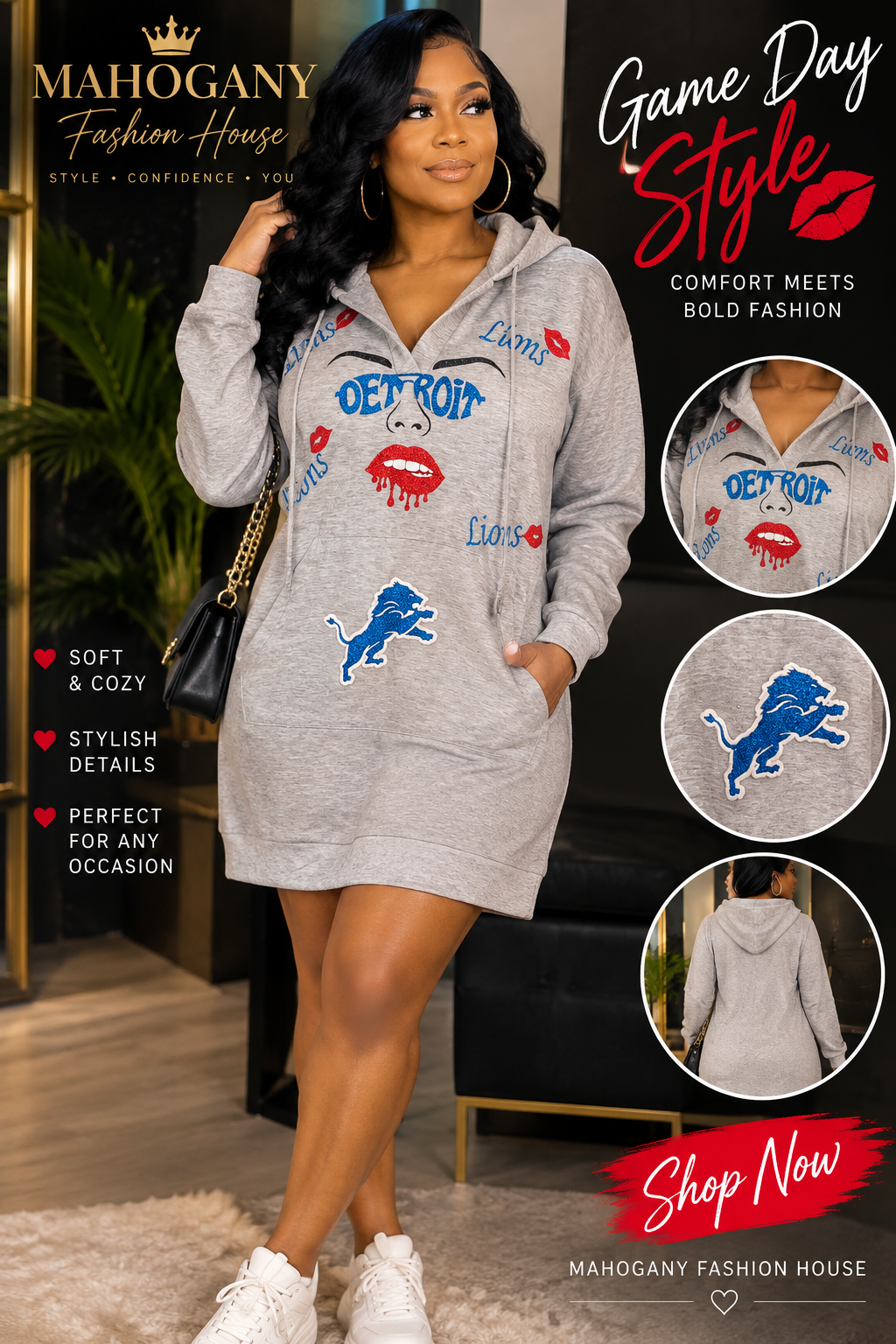 Custom Detroit Hooded Dress