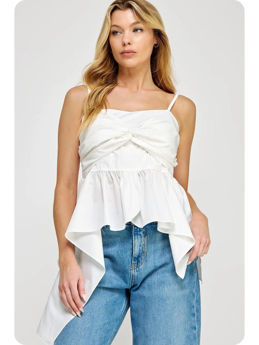 Twist Knot White Tank