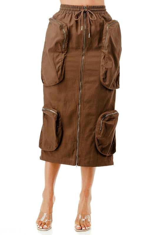 Mocha Cargo Skirt W/Pockets