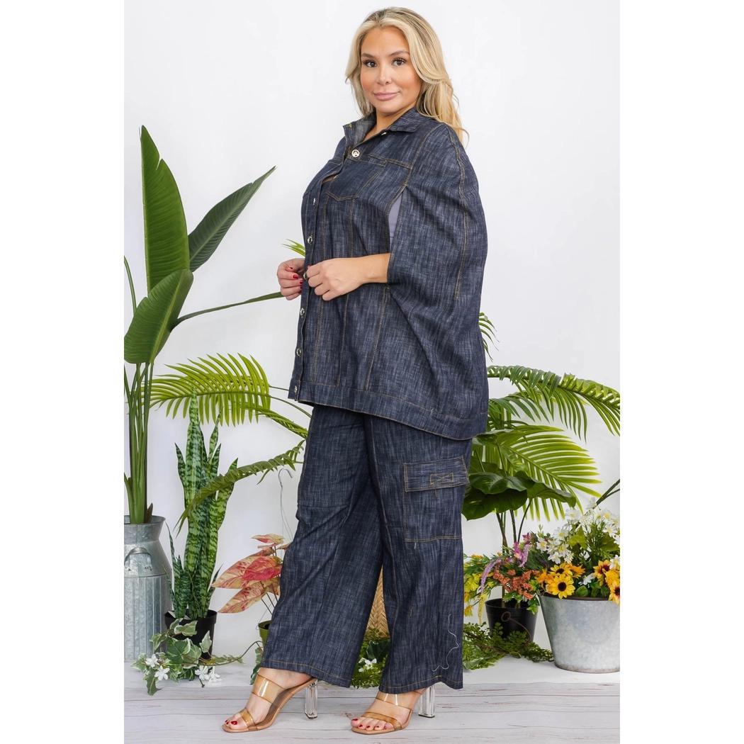 PLUS DENIM PANTS SET