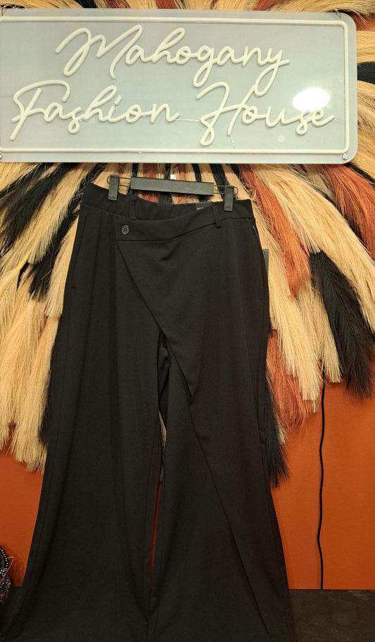 Black Lapel Front Pants