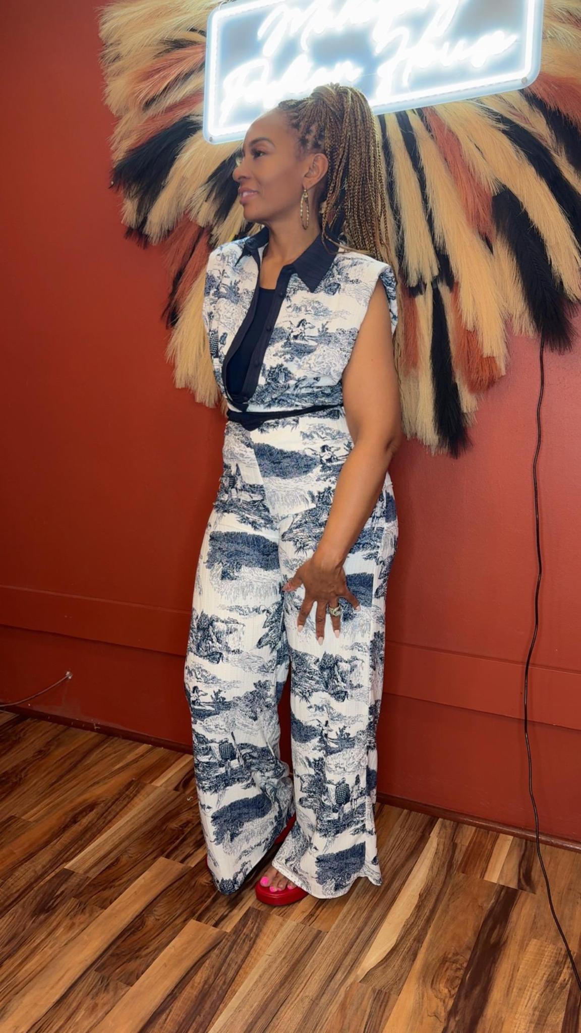 Scenic Print 2pc Pants Set