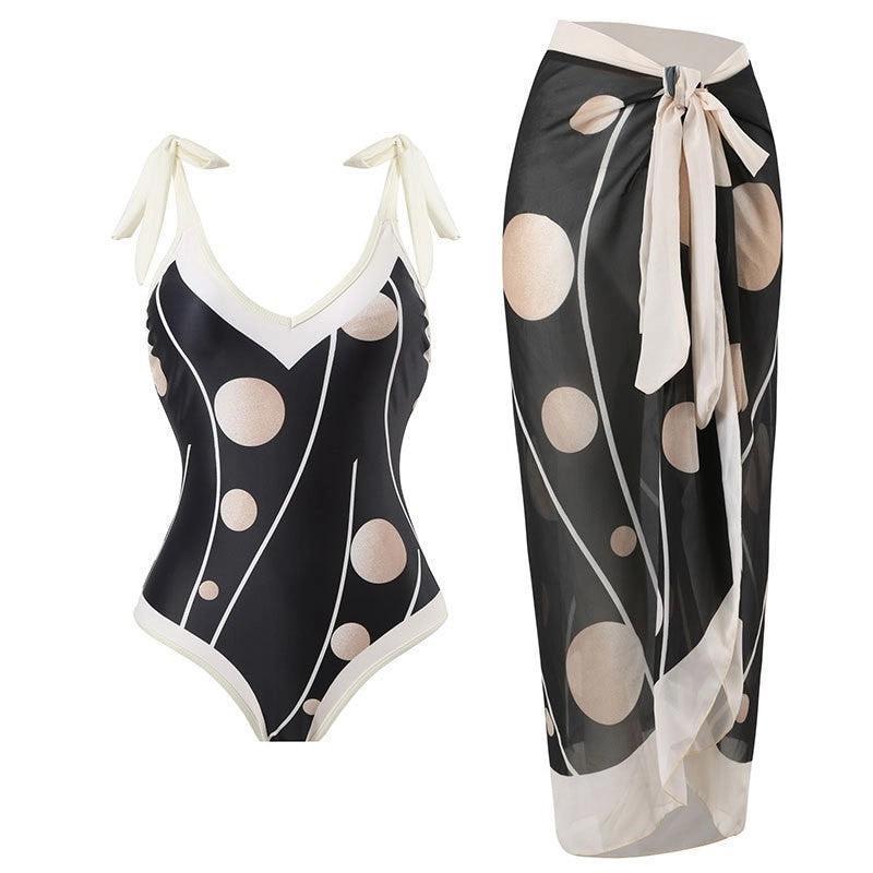 BLACK& BEIGE SWIMSUIT