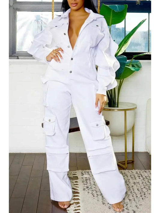 Denim White Jumpsuit
